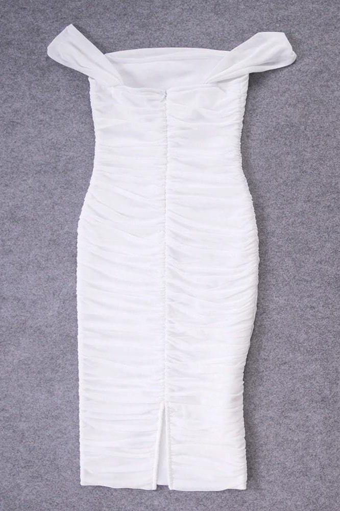 Zia Bodycon Wrap Dress White Pearl