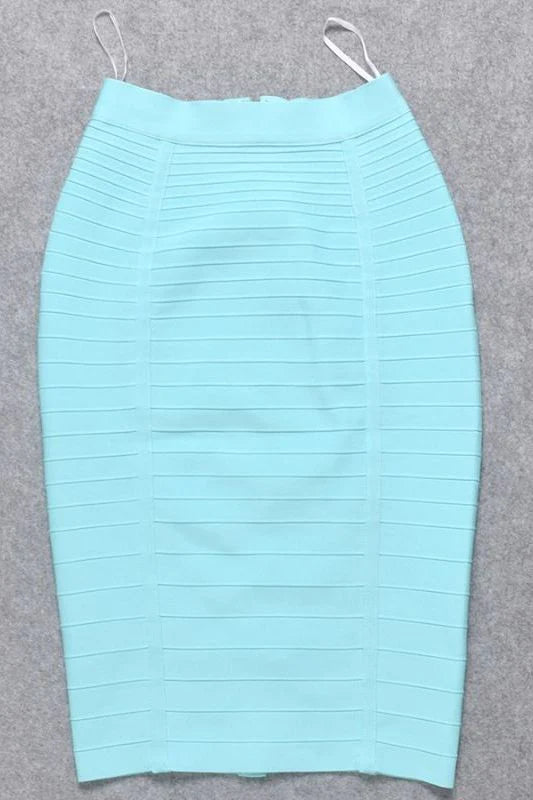 Leni Bandage Top and Knee Length Skirt Set Sky Blue