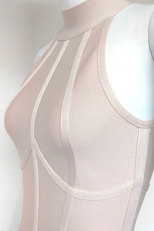 Lea Bandage Midi Dress Beige