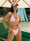 Glora Tie Side Ribbed Bikini Bottom Pale Pink