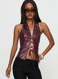 Ive Been There Faux Leather Halter Top Red