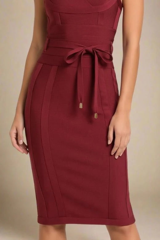 Bek Bandage Dress Red Wine