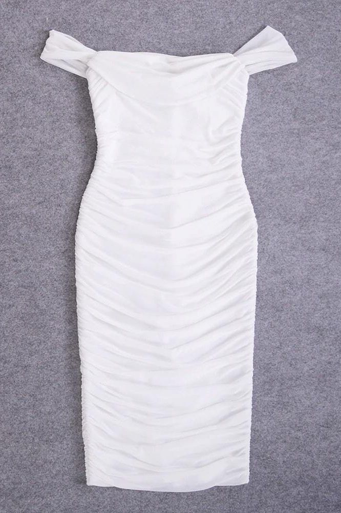 Zia Bodycon Wrap Dress White Pearl Sale