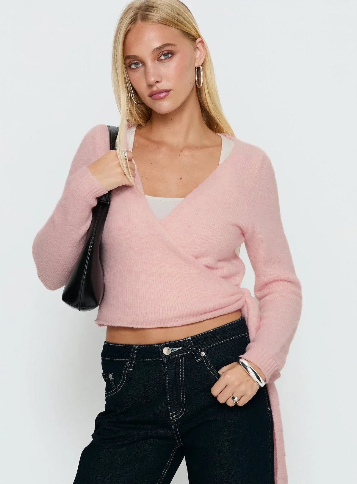 Tonee Wrap Knit Cardigan Pink