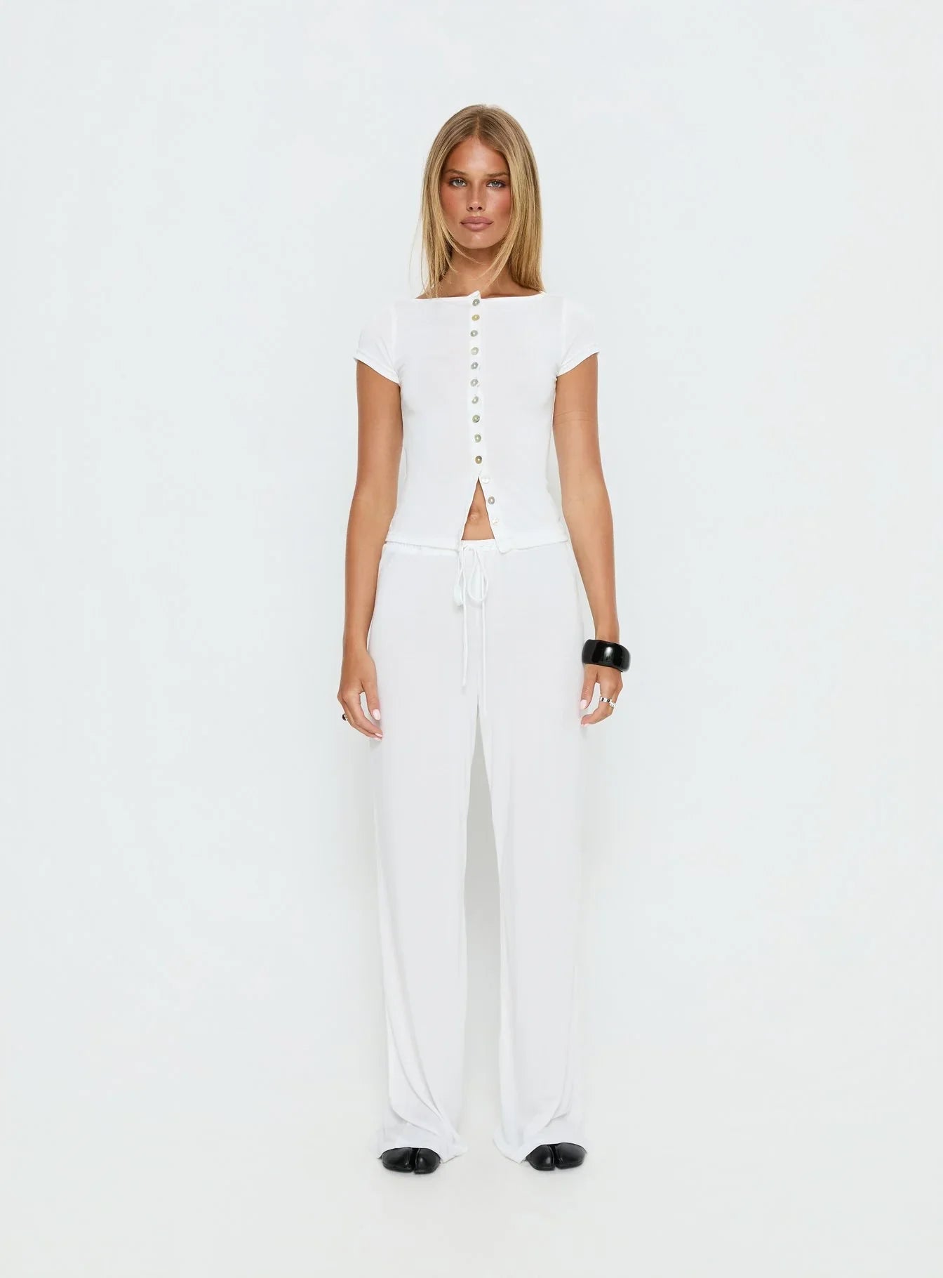 Gavrielle Jersey Wide Leg Pants White