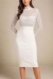 Hazel Long Sleeve Bodycon Dress White Pearl