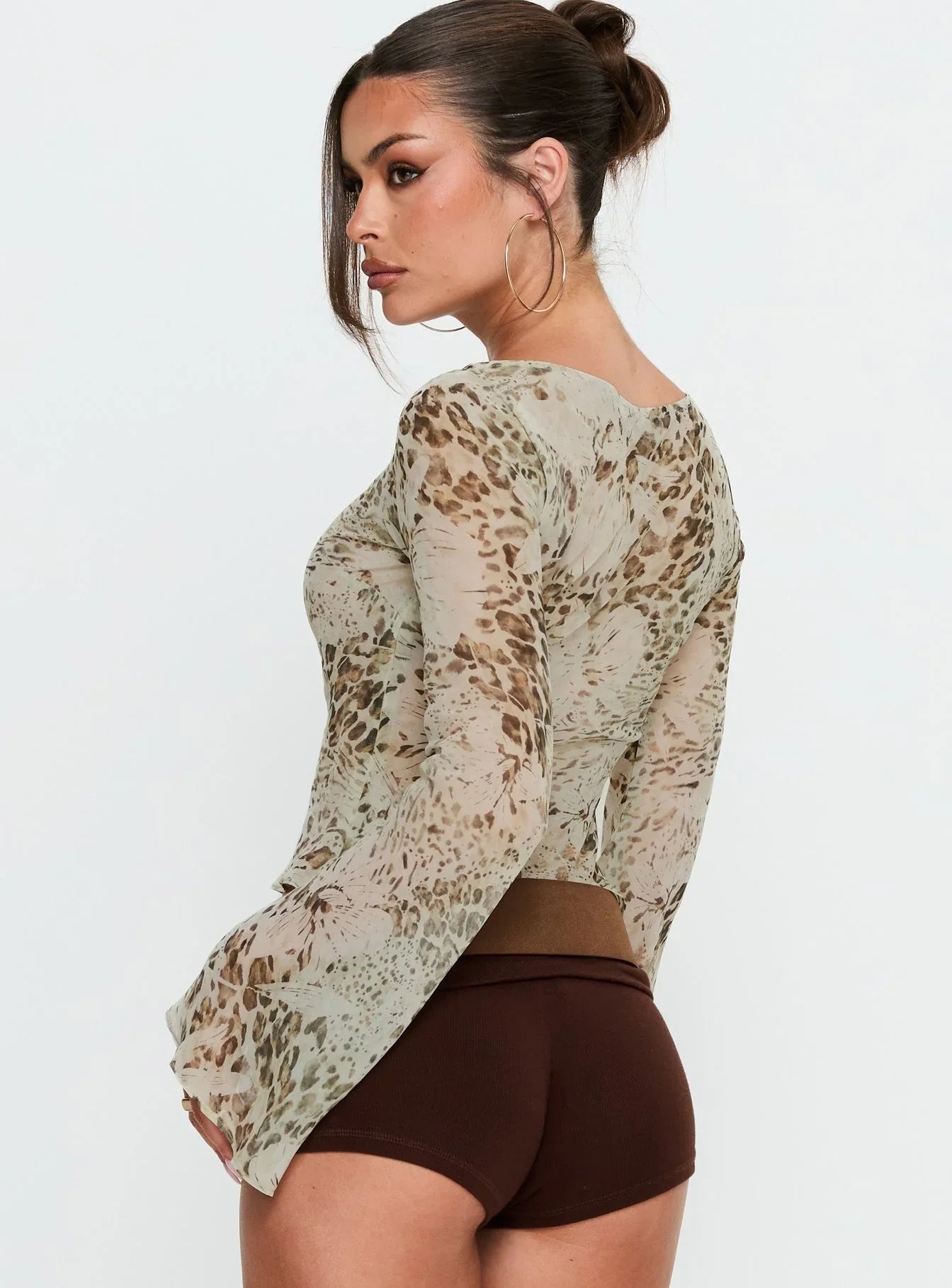 Edeline Bias Cut Long Sleeve Top Multi Animal