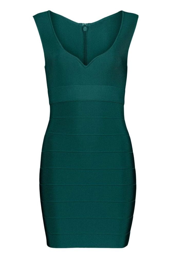 Josie Bandage V Neck Mini Dress Emerald Green Sale