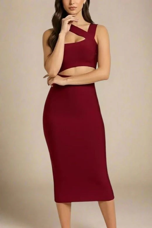 Molly Bandage Midi Dress Red Wine
