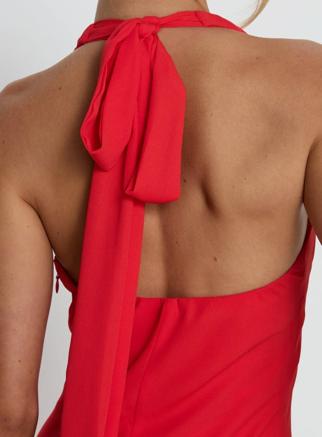 Luannie Halter Scarf Tie Maxi Dress Red