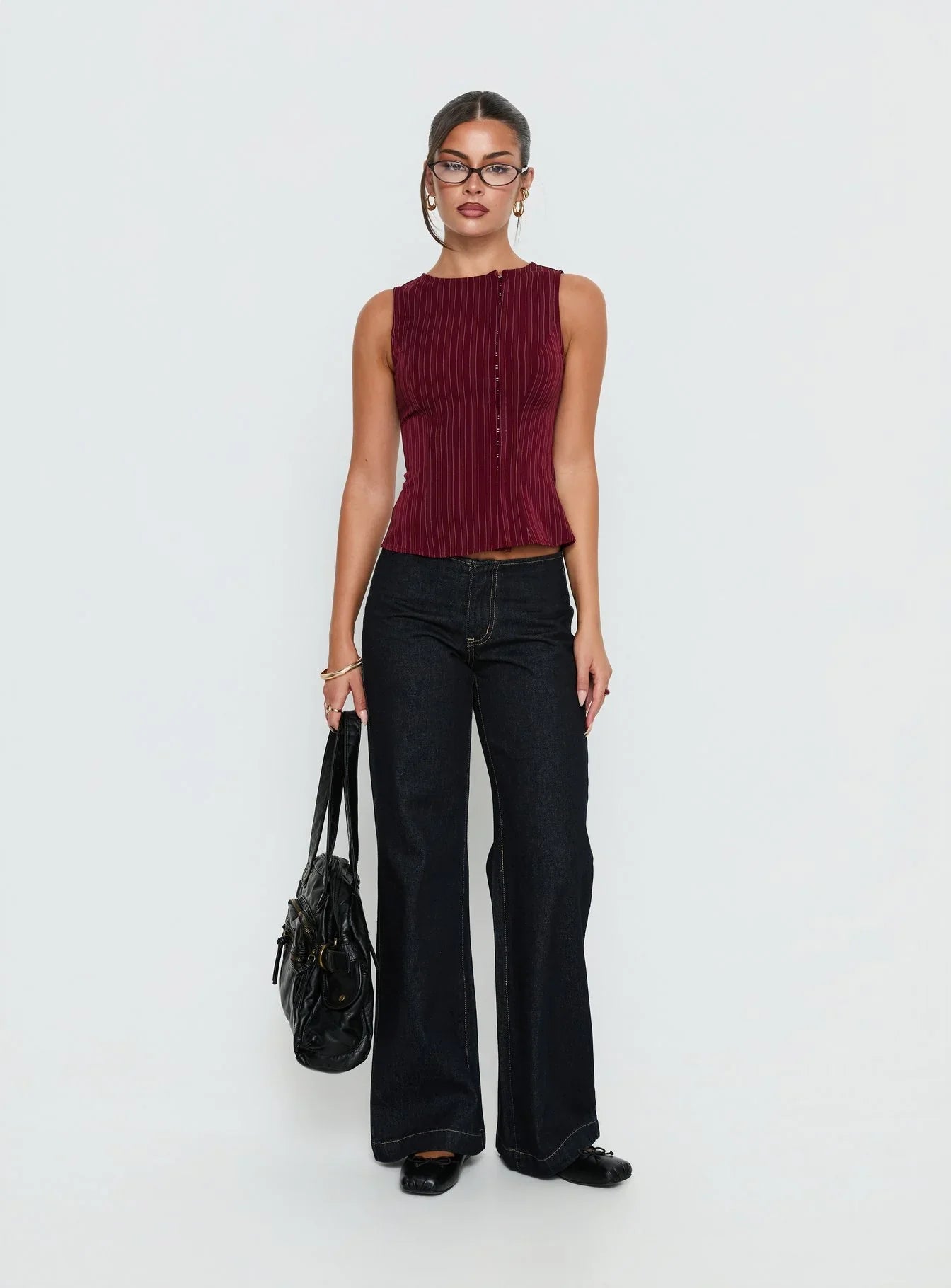 Running Wild Top Burgundy Stripe