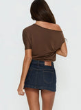 Nicolina Low Rise Denim Mini Skirt Raw Denim