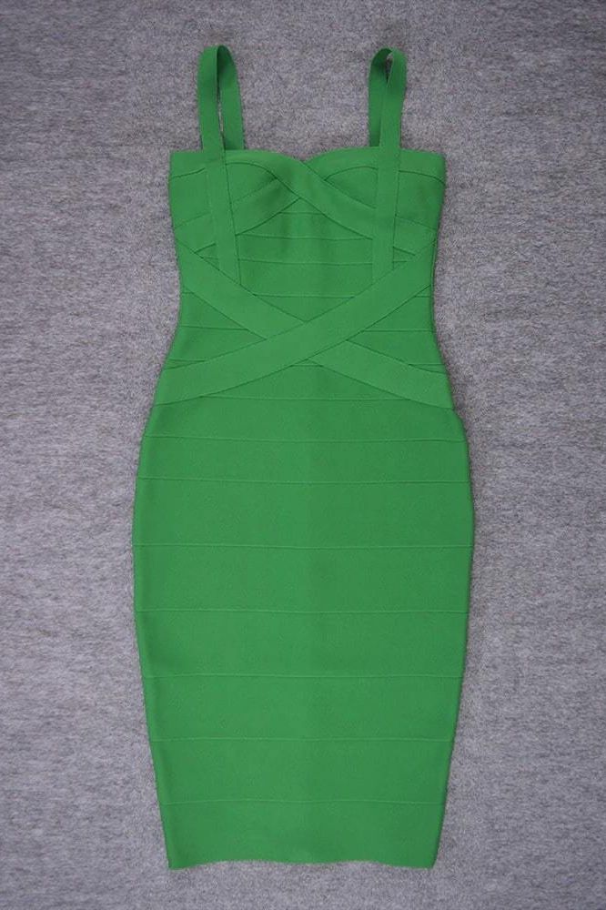 Heidi Bandage Midi Dress Emerald Green