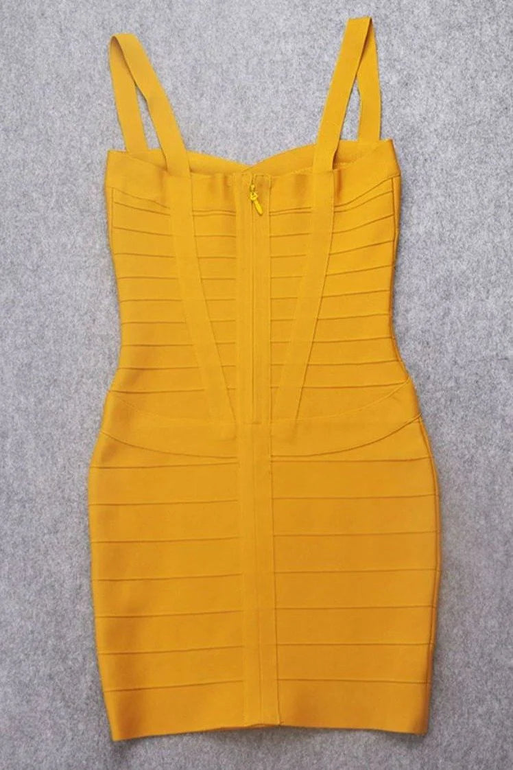 Heidi Bandage Mini Dress Mustard Yellow