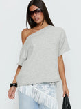 Kourta Off Shoulder Oversized Knit Top Grey Marle
