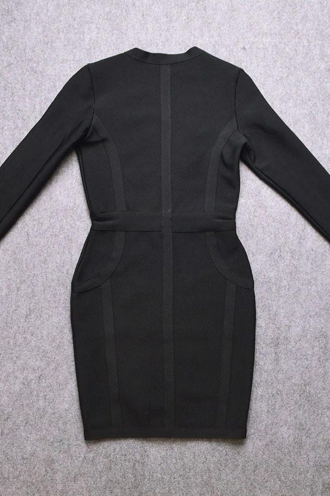 Eva Long Sleeve Bandage Mini Dress Classic Black