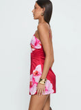 Nohemi Halter Mini Dress Red Floral
