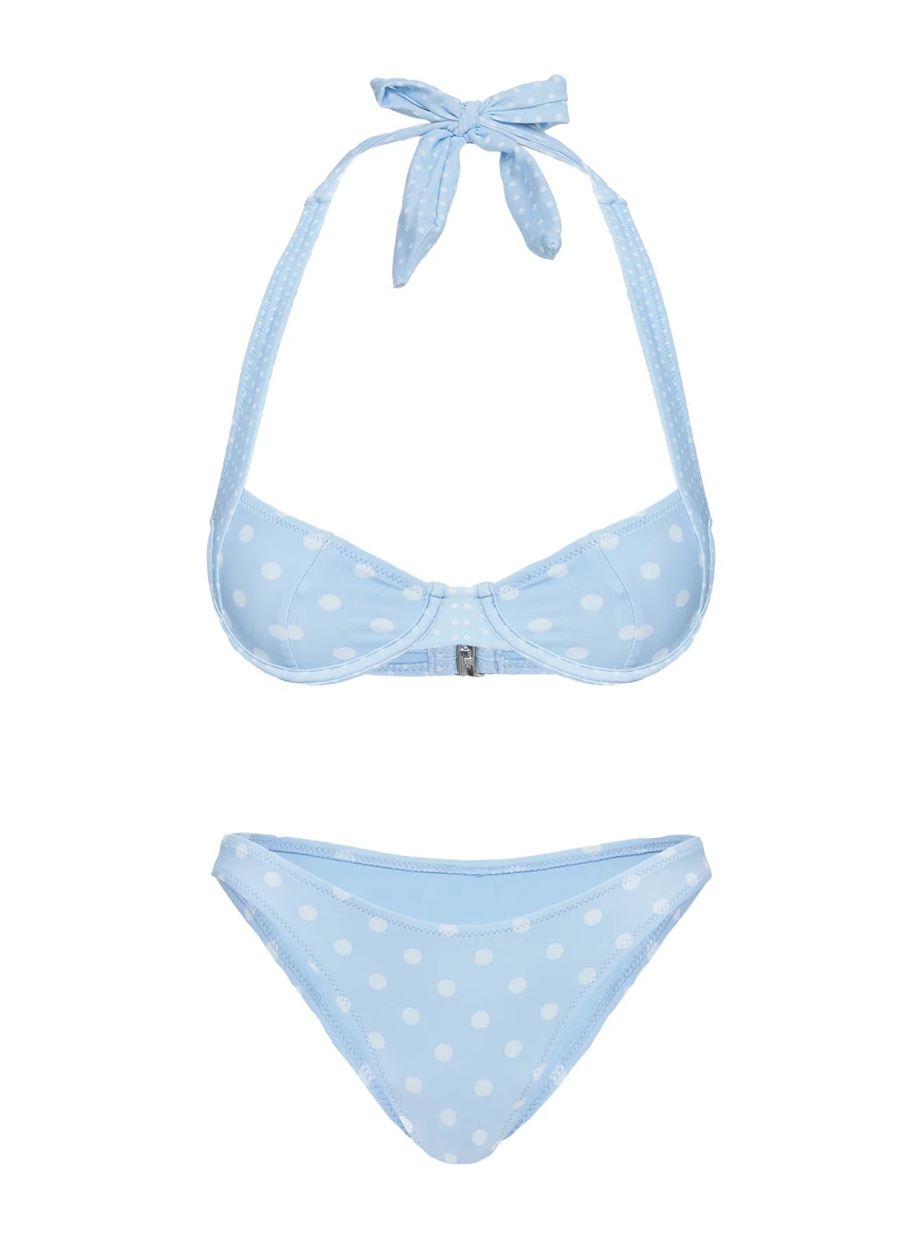 Ellie High Cut Cheeky Bikini Bottoms Blue Polka Dot