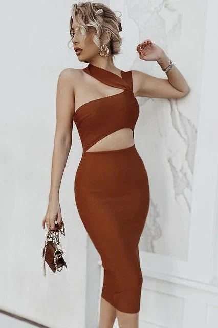 Molly Bandage Midi Dress White Pearl