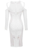 Amelia Long Sleeve Bandage Dress White Pearl Sale