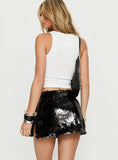 Yacht Day Sequin Mini Skirt Black