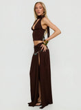 Spirita Beaded Sarong Maxi Skirt Brown