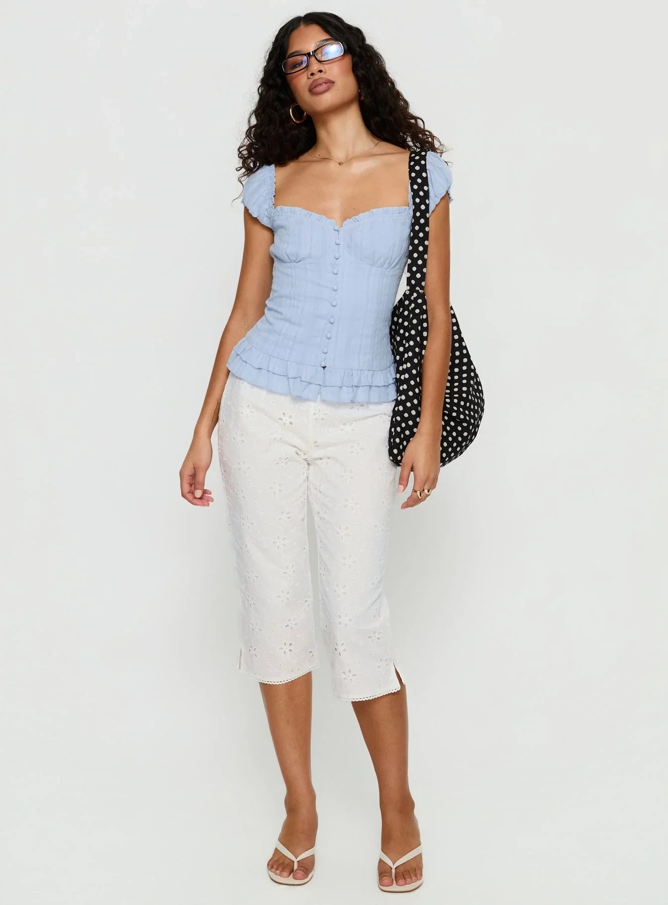 Suiter Frill Detail Top Soft Blue