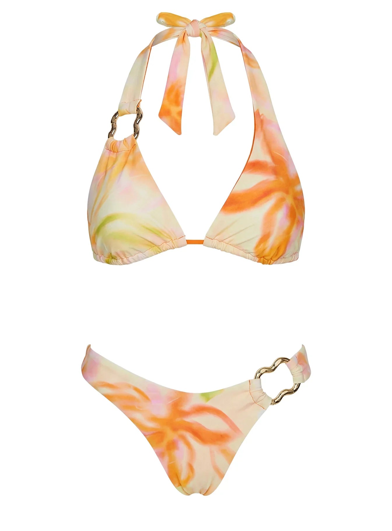 Honey Tie Bikini Bottoms Orange Yellow Floral