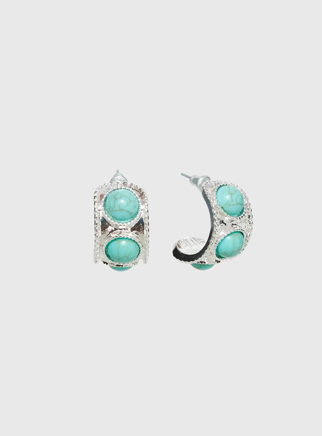 Endellion Hoop Earrings Silver Turqouise