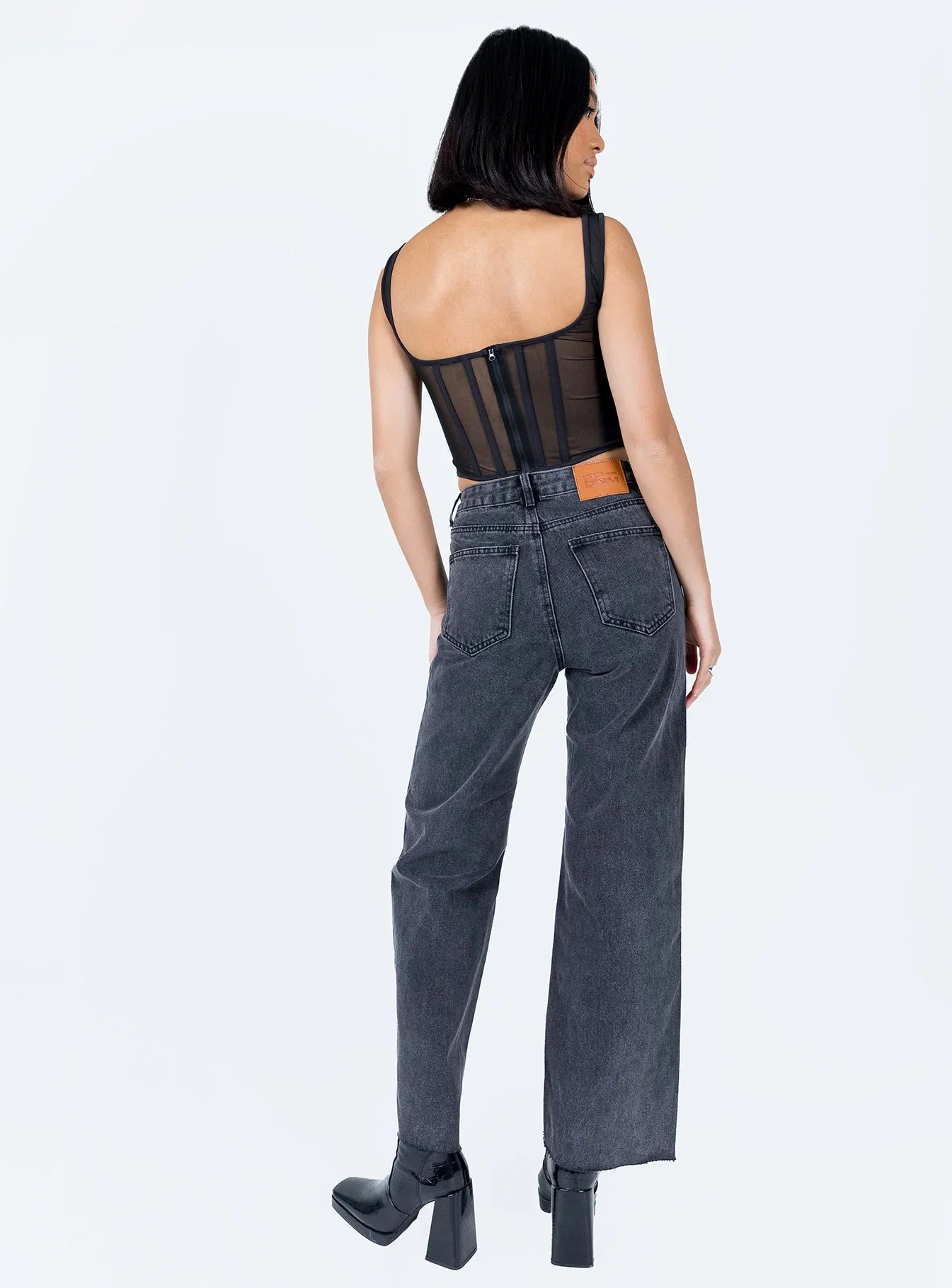 Arlington High Rise Straight Leg Denim Jeans Black