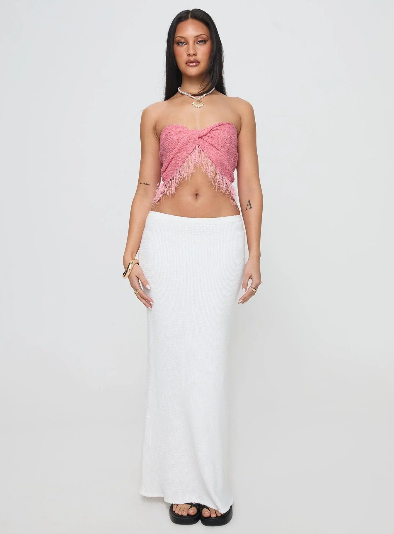 Kovac Reversible Fringe Tube Top Pink