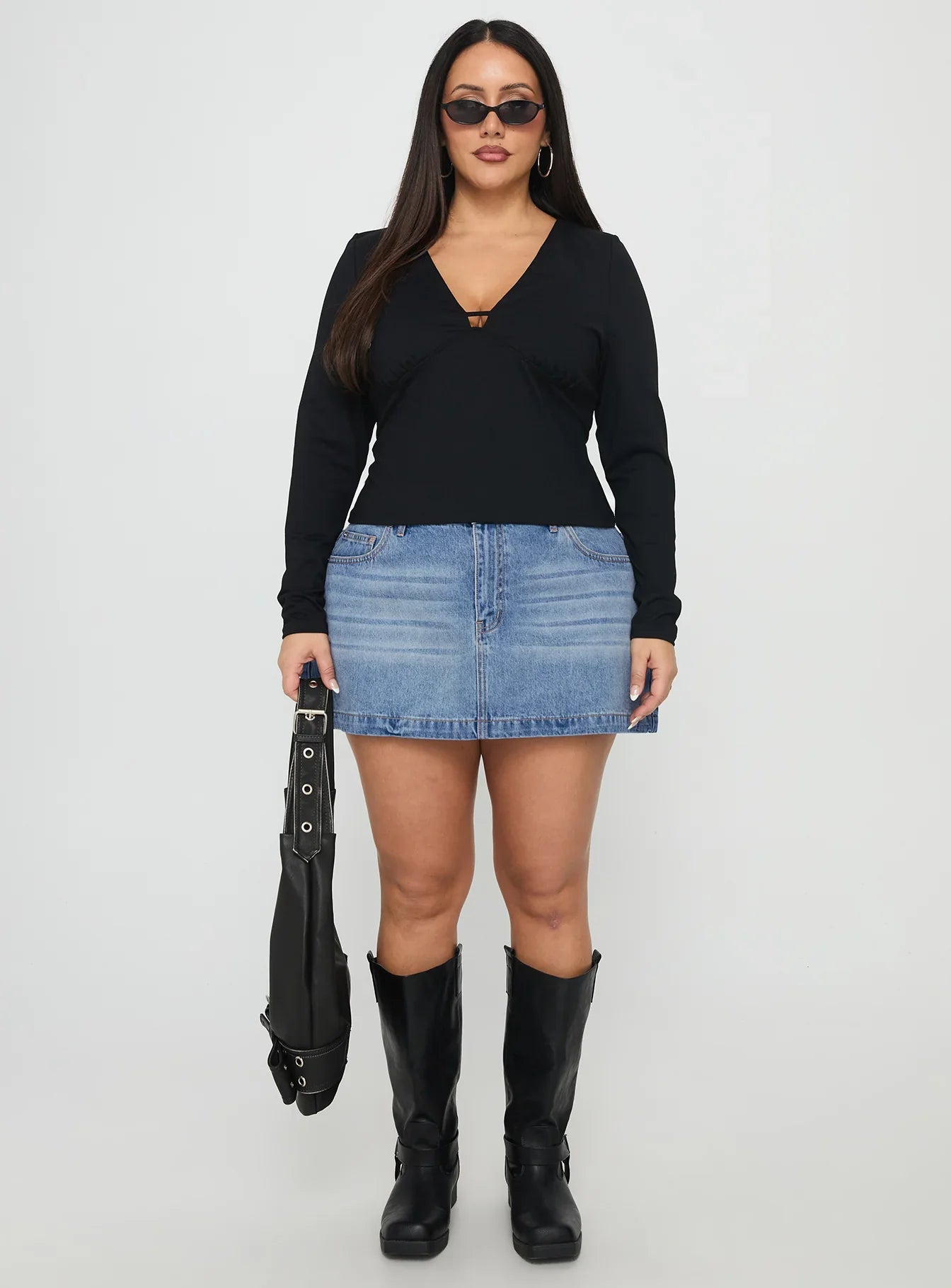 Fossils Denim Mini Skirt Blue Curve