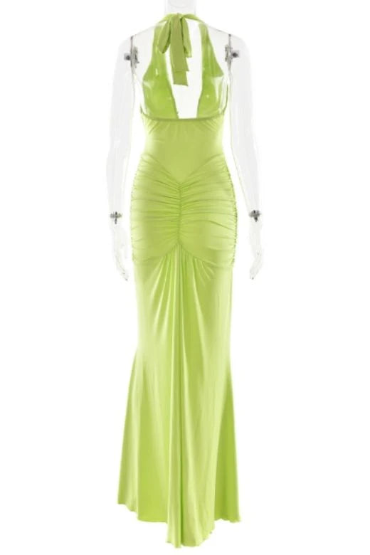 Bella Bodycon Wrap Maxi Dress Neon Green