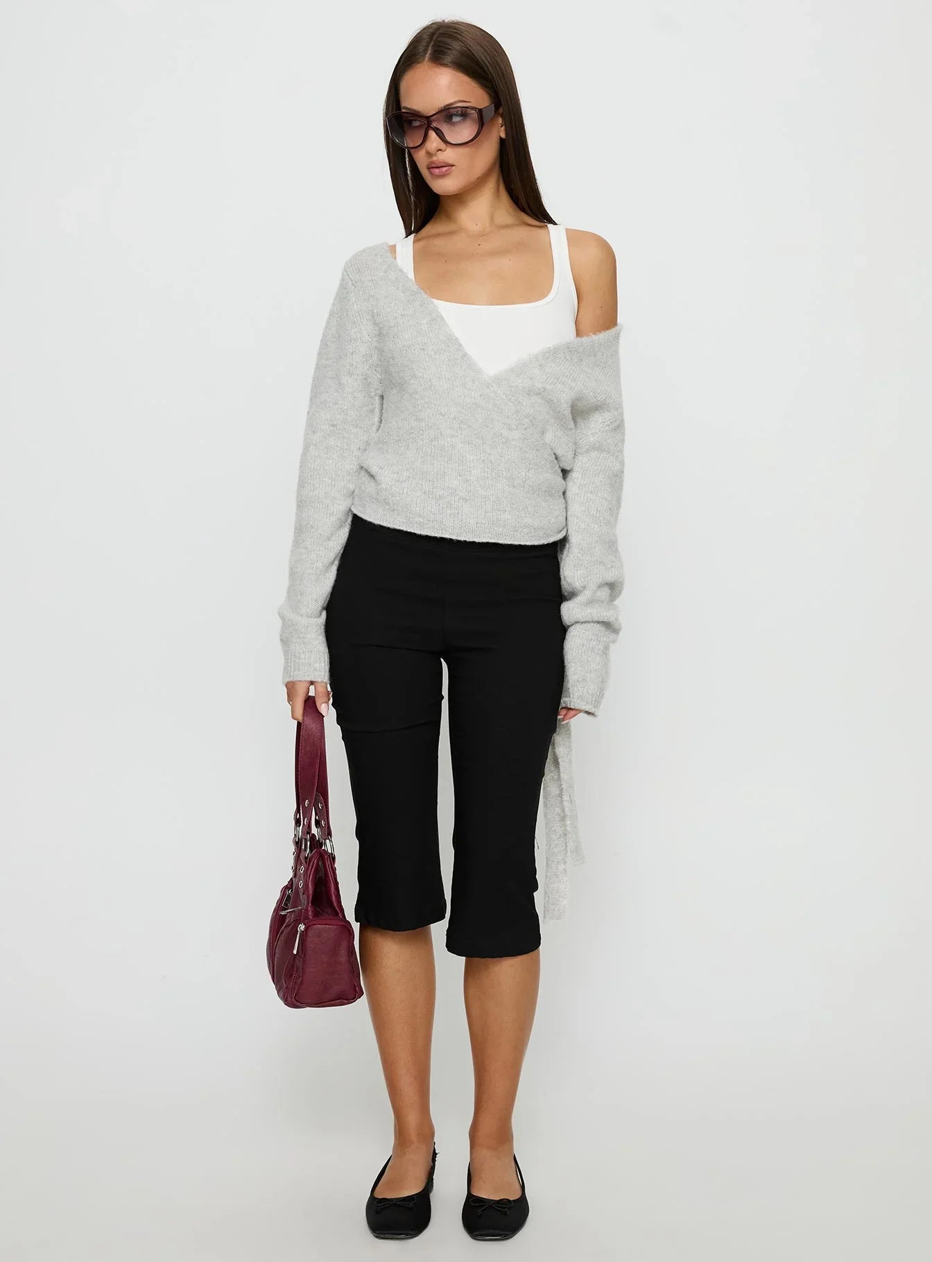 Tonee Wrap Knit Cardigan Grey
