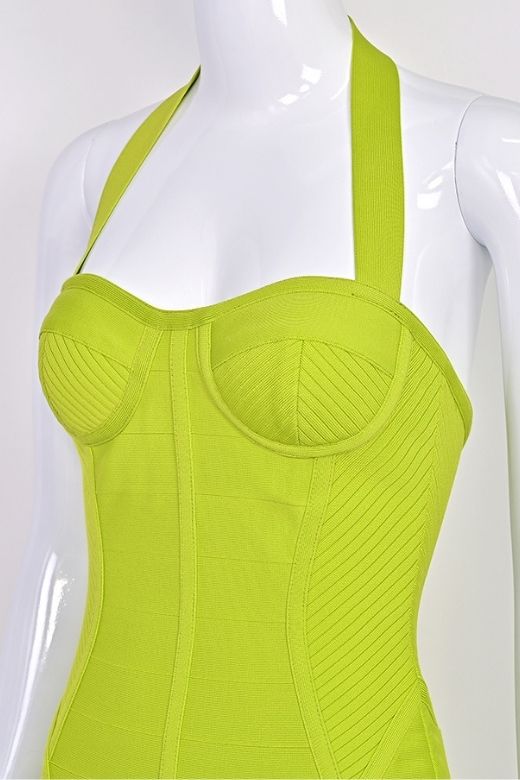 Isabella Bandage Mini Dress Neon Green
