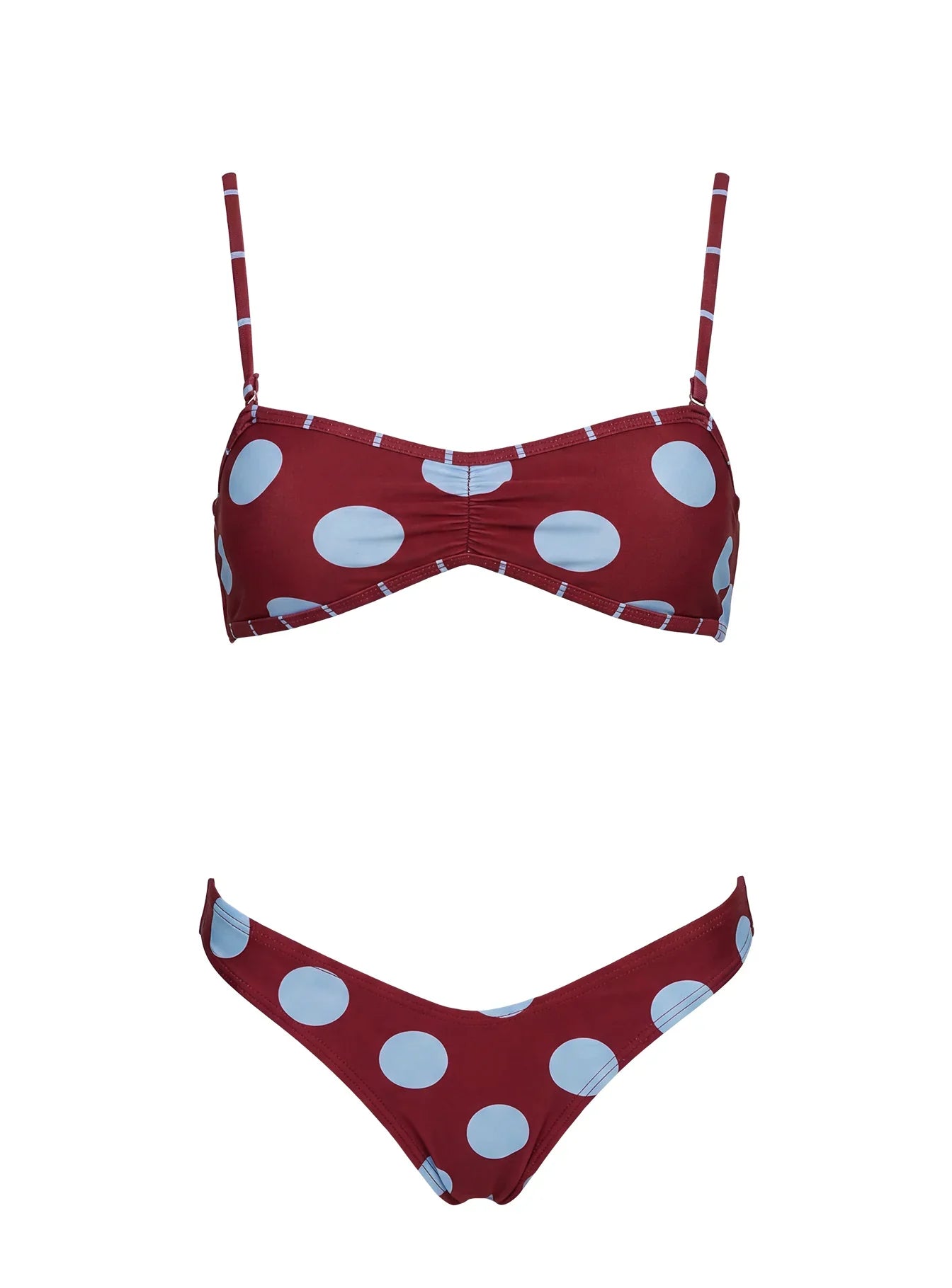 Calbira Cheeky Bikini Bottoms Red Blue Polka Dot