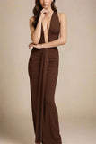 Bella Bodycon Wrap Maxi Dress Tan Brown