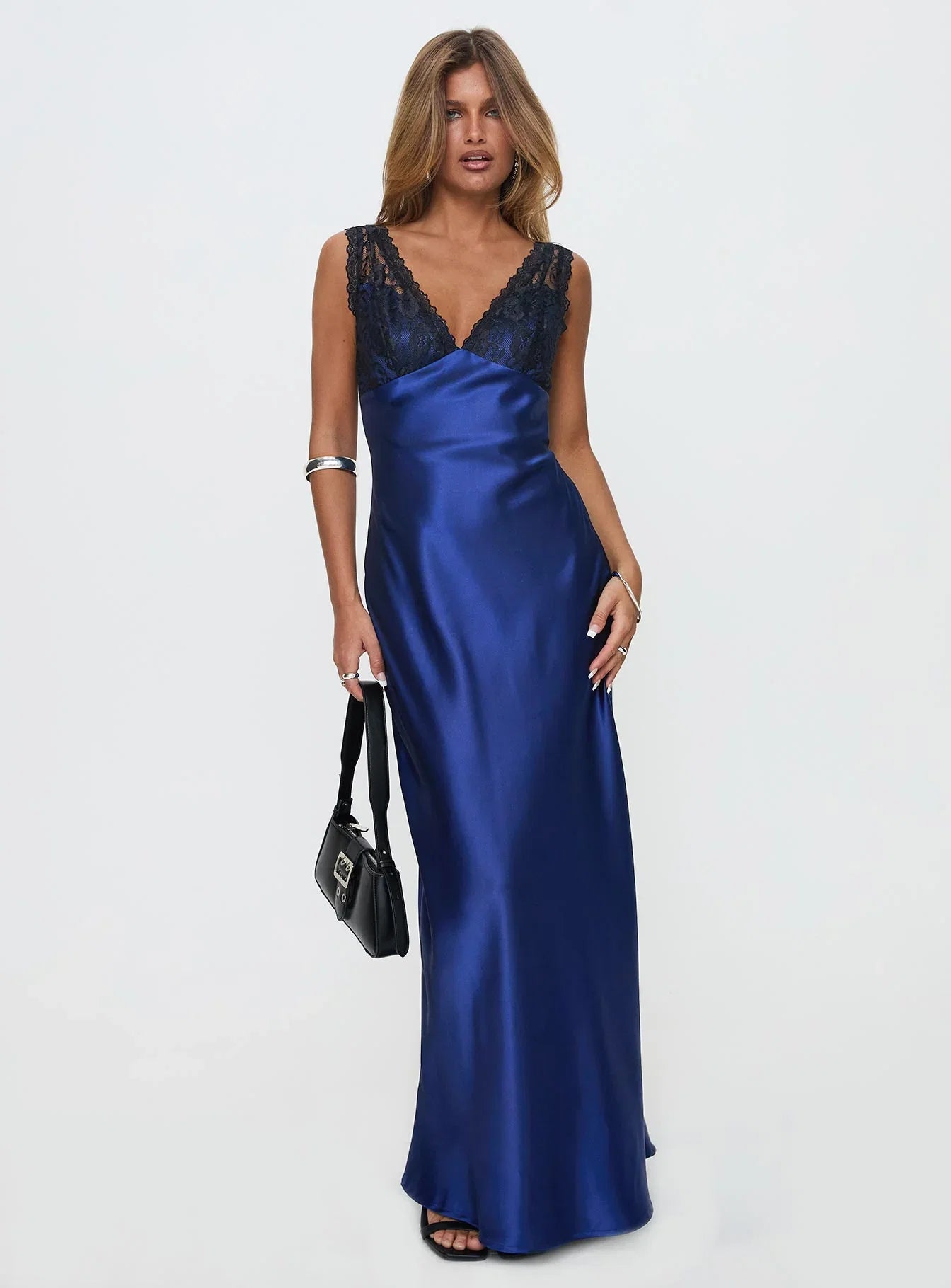 Voila Lace Maxi Dress Navy Black