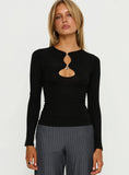 Orlaith Cut Out Long Sleeve Top Black