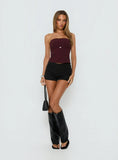 Flounce Strapless Top Plum