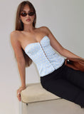 Jazzy Strapless Corset Top Blue / Lemon Polka