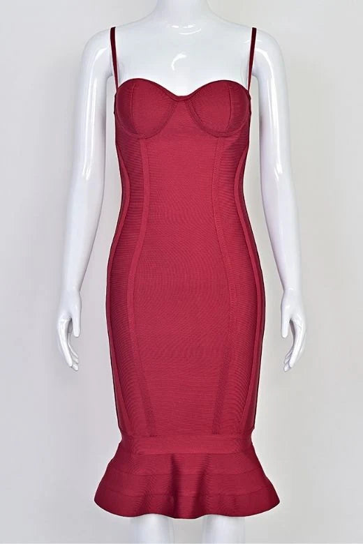 Joy Bandage Midi Dress Red Wine