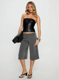 Oaklee Strapless Faux Leather Top Black