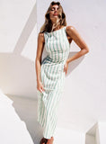 Lewisa Maxi Dress Green Stripe Petite