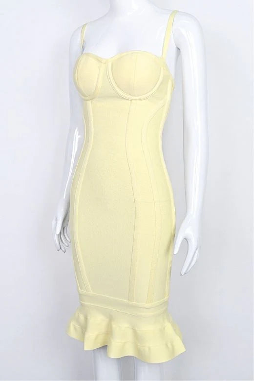 Joy Bandage Midi Dress Sun Yellow