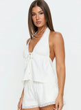 Cloud Crush Linen Halter Top White