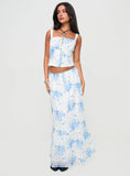 Modern Girl Maxi Skirt White Blue Floral