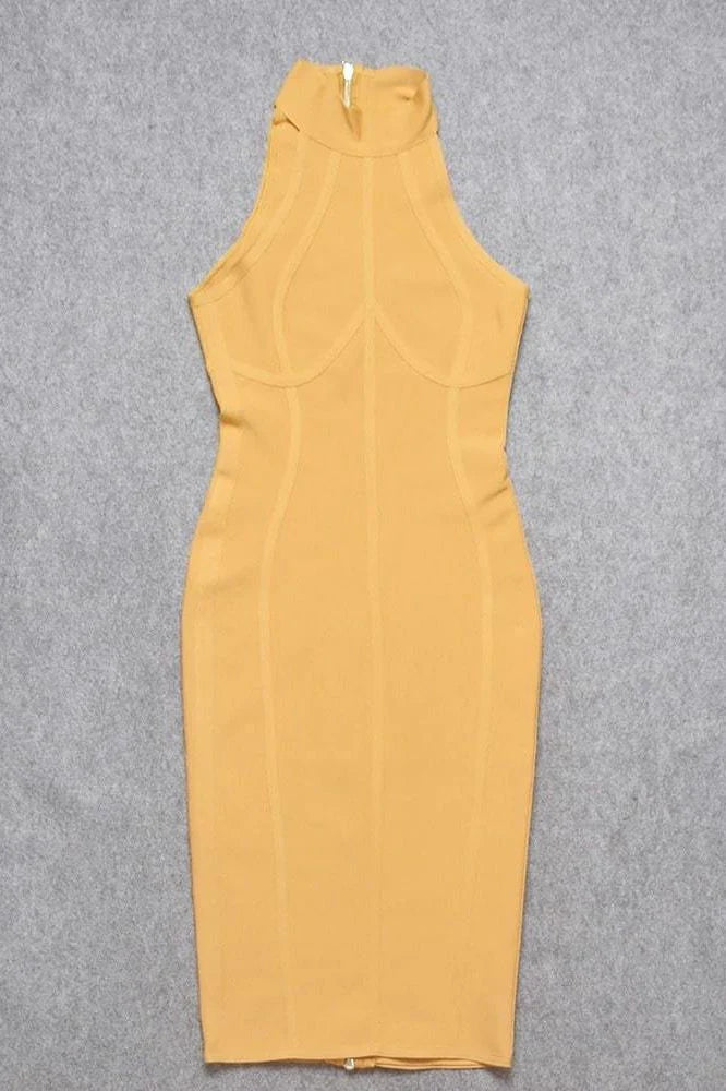 Lea Bandage Midi Dress Mustard Yellow