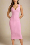 Sabrina Bandage Midi Dress Dusty Pink