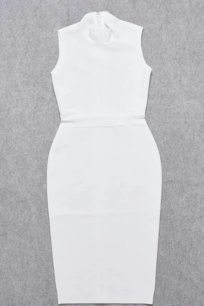 Grace Bandage Midi Dress White Pearl